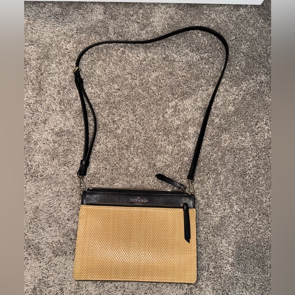 Kate Spade Black and Tan Woven Crossbody